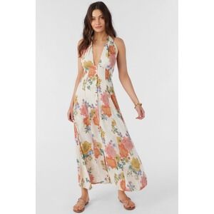 NWT O'Neill Jemma Kali Floral‎ Halter Maxi Dress XL